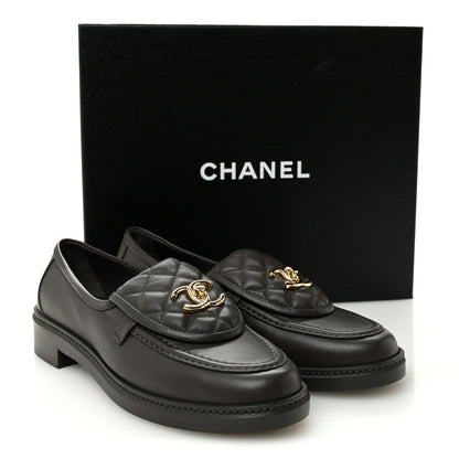 Chanel Lambskin Quilted CC Turnlock Loafers 39 Dark Brown 10 of 10