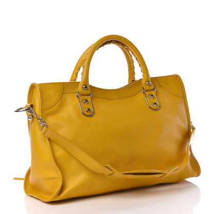 Balenciaga Chevre Silver Metallic Edge Hardware City Jaune Epi 3 of 20