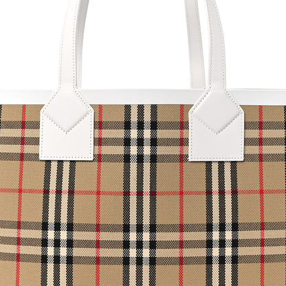 Burberry Cotton Vintage Check Medium London Tote Bag White 9 of 11
