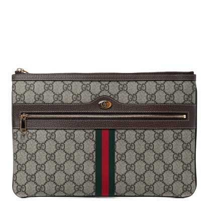 Gucci GG Supreme Monogram Large Ophidia Pouch Clutch Brown 1 of 4