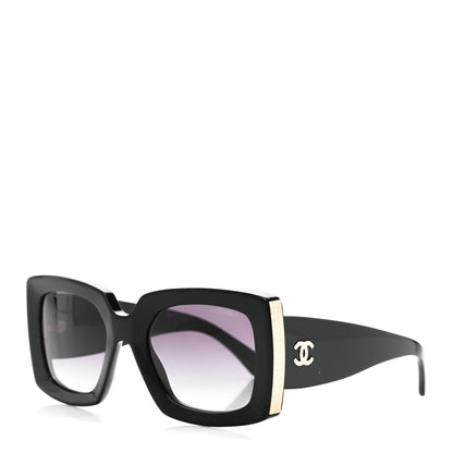 Chanel Acetate Rectangle Sunglasses 5435 Black 1 of 8