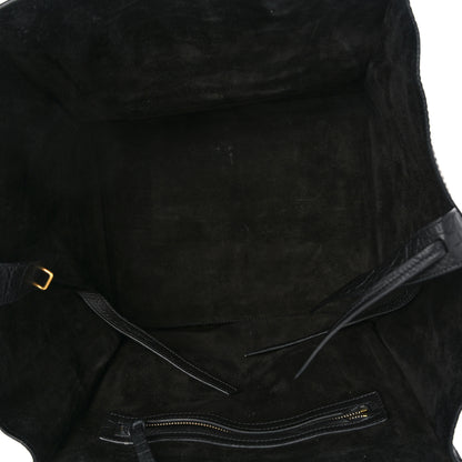 Celine Crocodile Embossed Calfskin Medium Phantom Luggage Black 5 of 12
