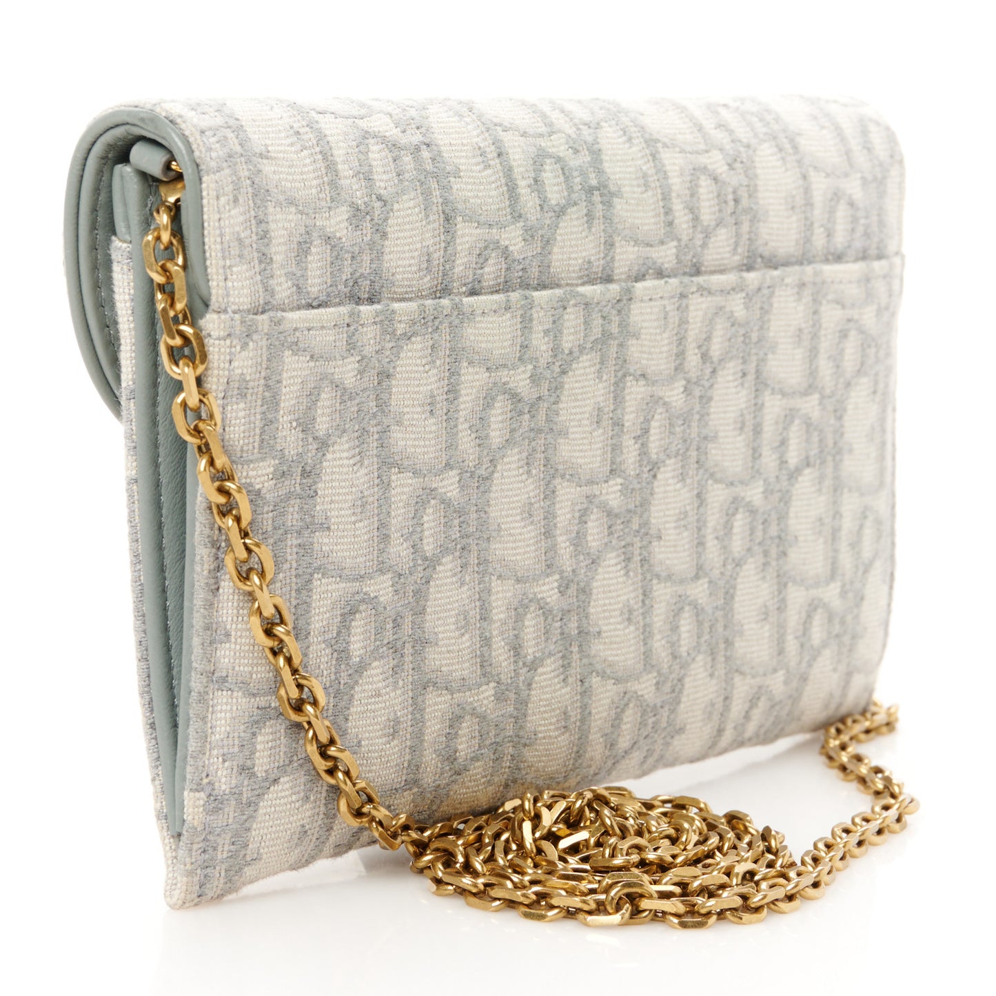 Oblique Saddle Chain Long Wallet Grey