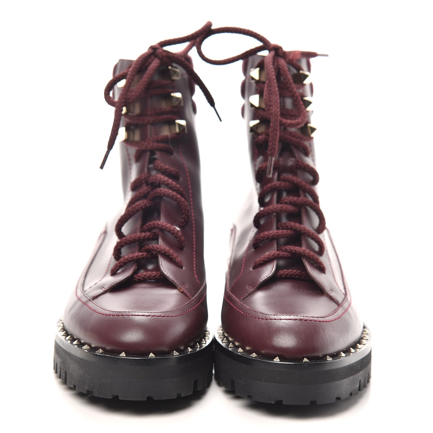 Calfskin Suede Soul Rockstud Combat Boots 39.5 Rubino