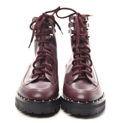 Valentino Garavani Calfskin Suede Soul Rockstud Combat Boots 39.5 Rubino 2 of 6
