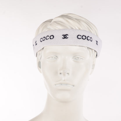 Chanel Knit Coco CC Headband Wristband Set Black White 2 of 8