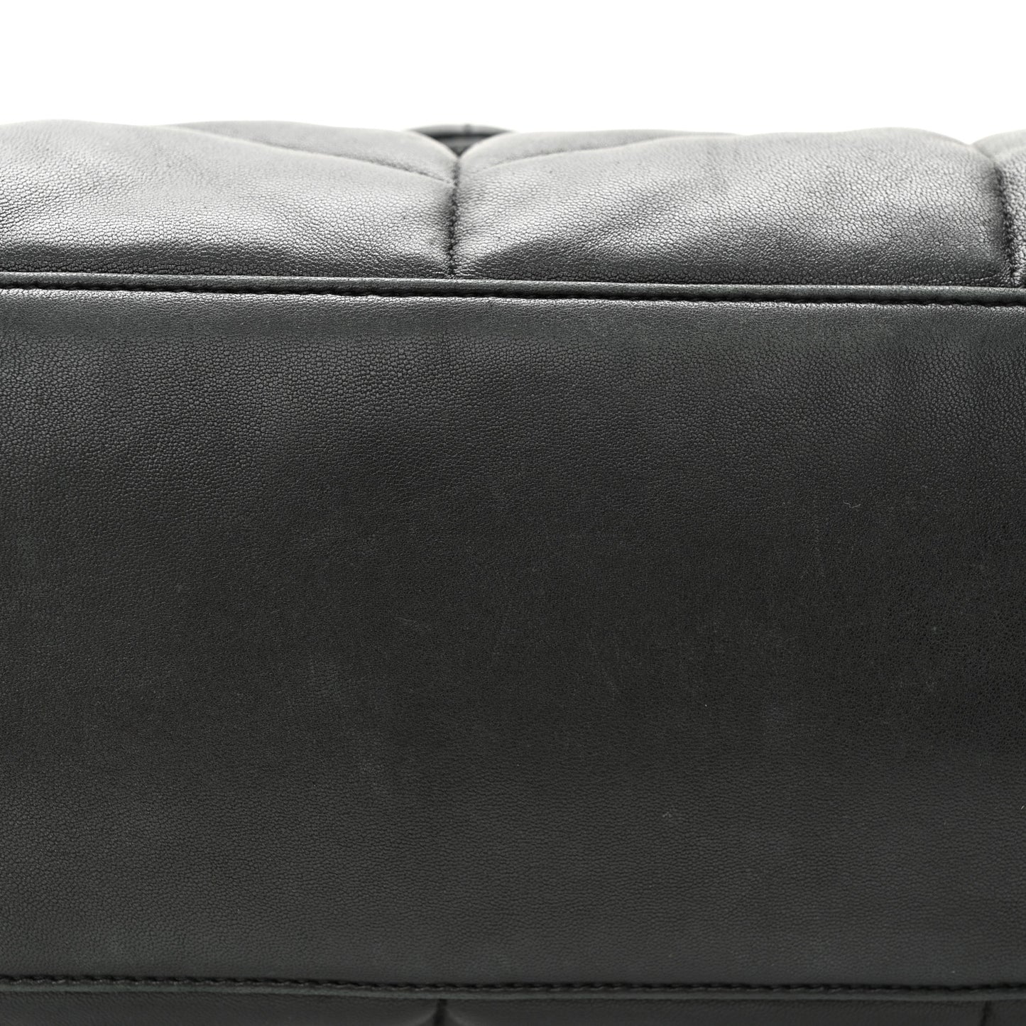 Lambskin Quilted Medium Loulou Puffer Monogram Chain Satchel Black