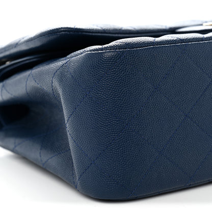 Chanel Caviar Quilted Jumbo Double Flap Navy Blue 9 of 10