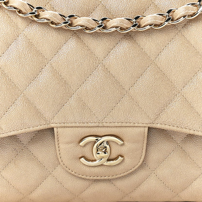 Chanel Iridescent Caviar Quilted Jumbo Double Flap Beige 8 of 11