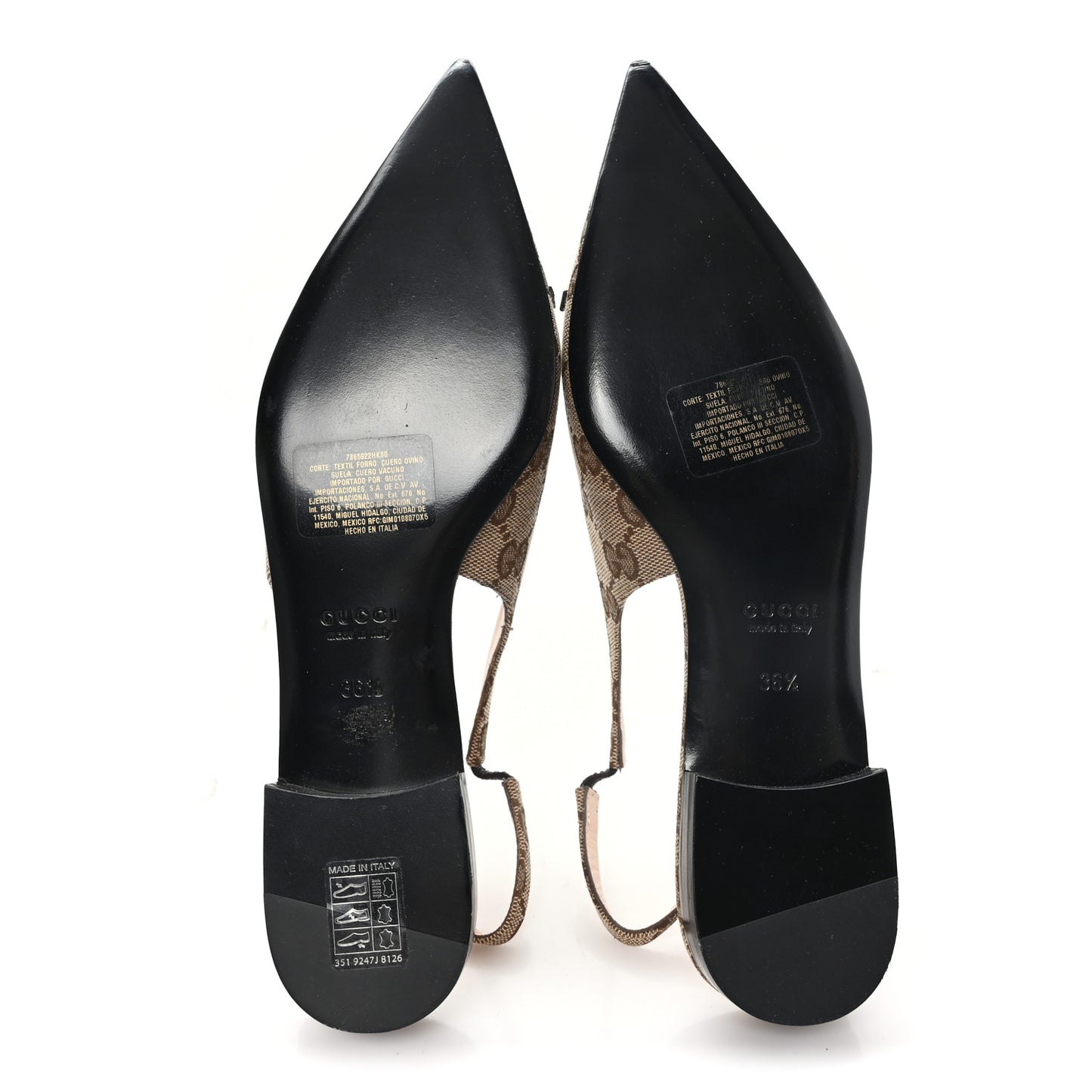 Monogram Horsebit Womens Slingback Ballet Flat 36.5 Beige Ebony Cocoa