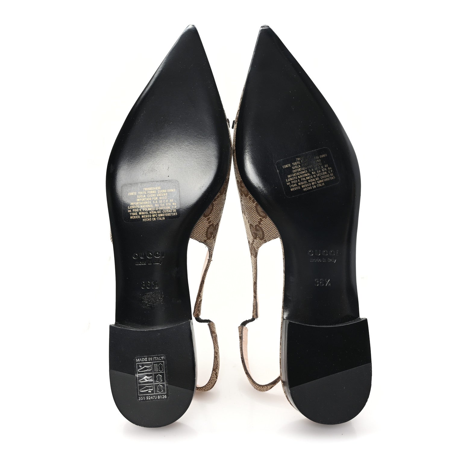 Gucci Monogram Horsebit Womens Slingback Ballet Flat 36.5 Beige Ebony Cocoa 6 of 10