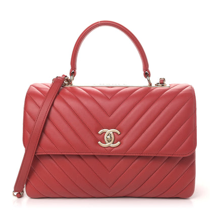 Chanel Lambskin Chevron Quilted Medium Trendy CC Dual Handle Flap Bag Red 1 of 6