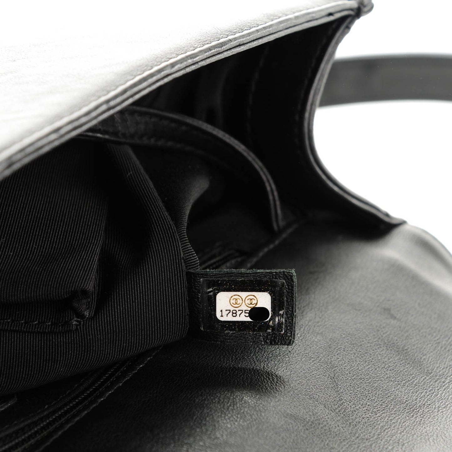 Lambskin Quilted Large Boy Flap Black