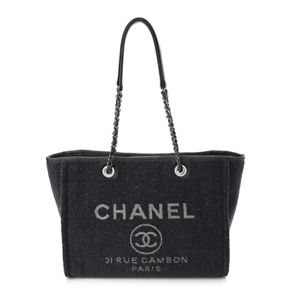 Chanel Lurex Boucle Small Deauville Tote Gray 1 of 10