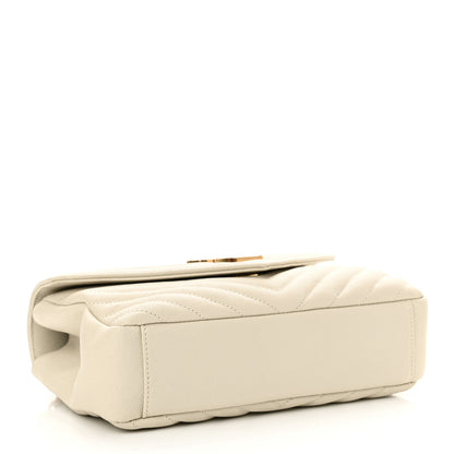 Saint Laurent Sheepskin Matelasse Chevron Monogram Medium College Bag Crema Soft 4 of 13