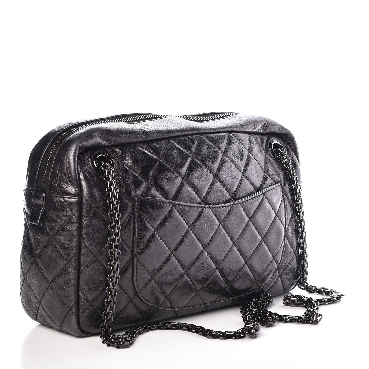 Chanel Metallic Aged Calfskin Quilted Medium Reissue Camera Case Black 3 of 9