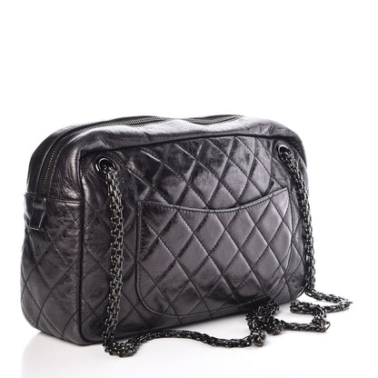 Chanel Metallic Aged Calfskin Quilted Medium Reissue Camera Case Black 3 of 9