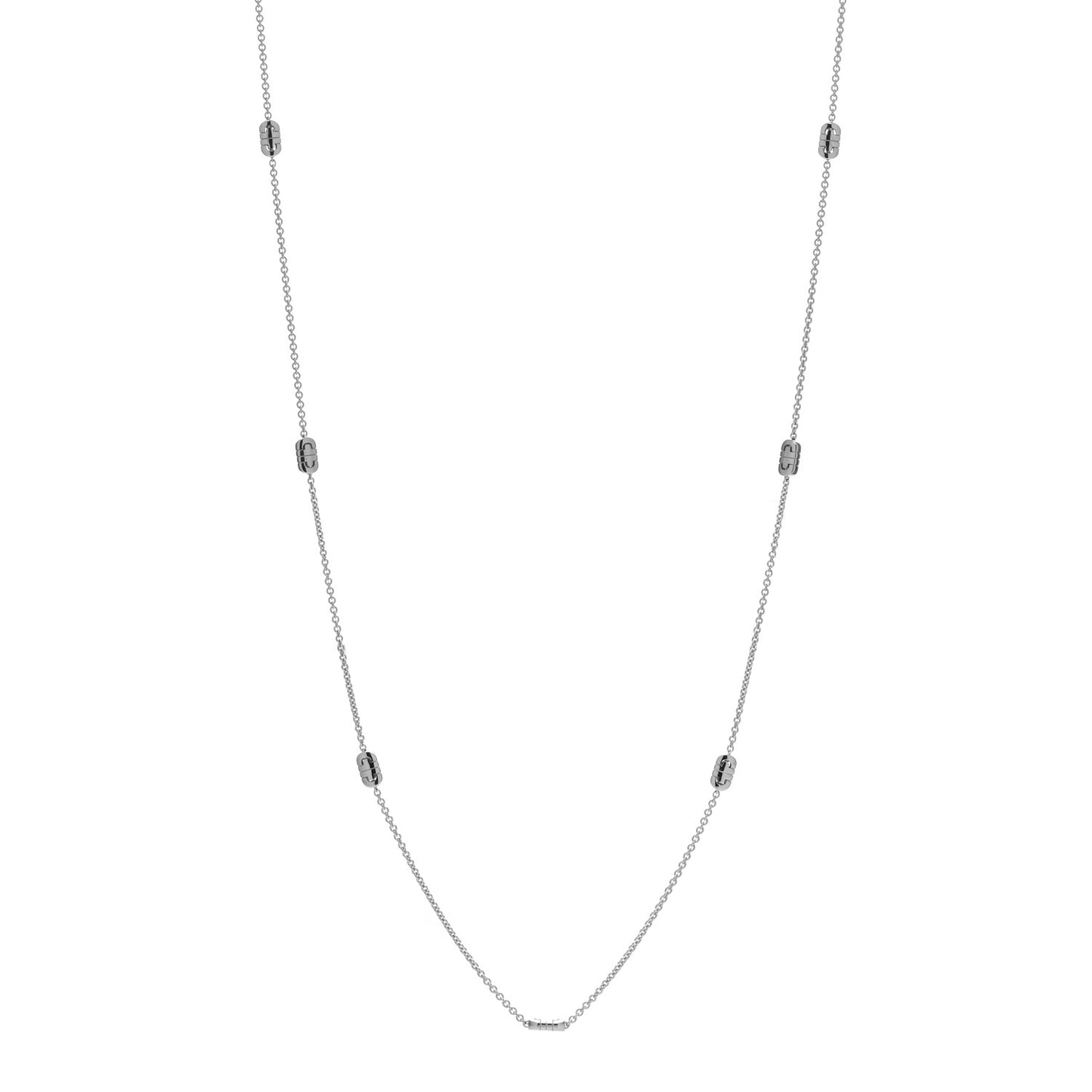 18K White Gold Parentesi Station Necklace 36"