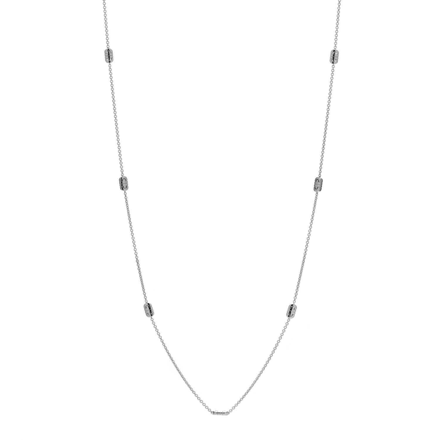 Bulgari 18K White Gold Parentesi Station Necklace 36" 1 of 5