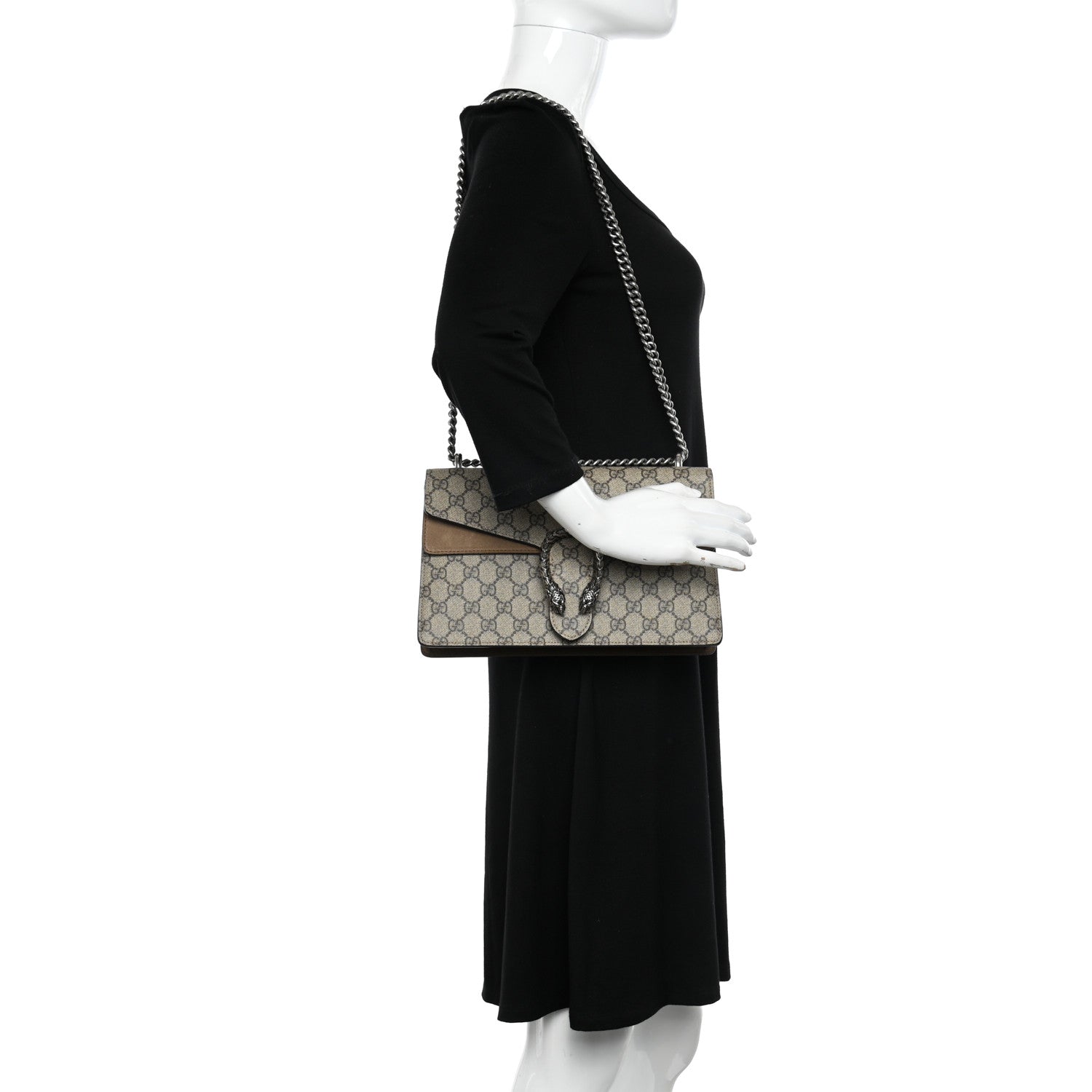 Gucci GG Supreme Monogram Small Dionysus Shoulder Bag Taupe 2 of 11