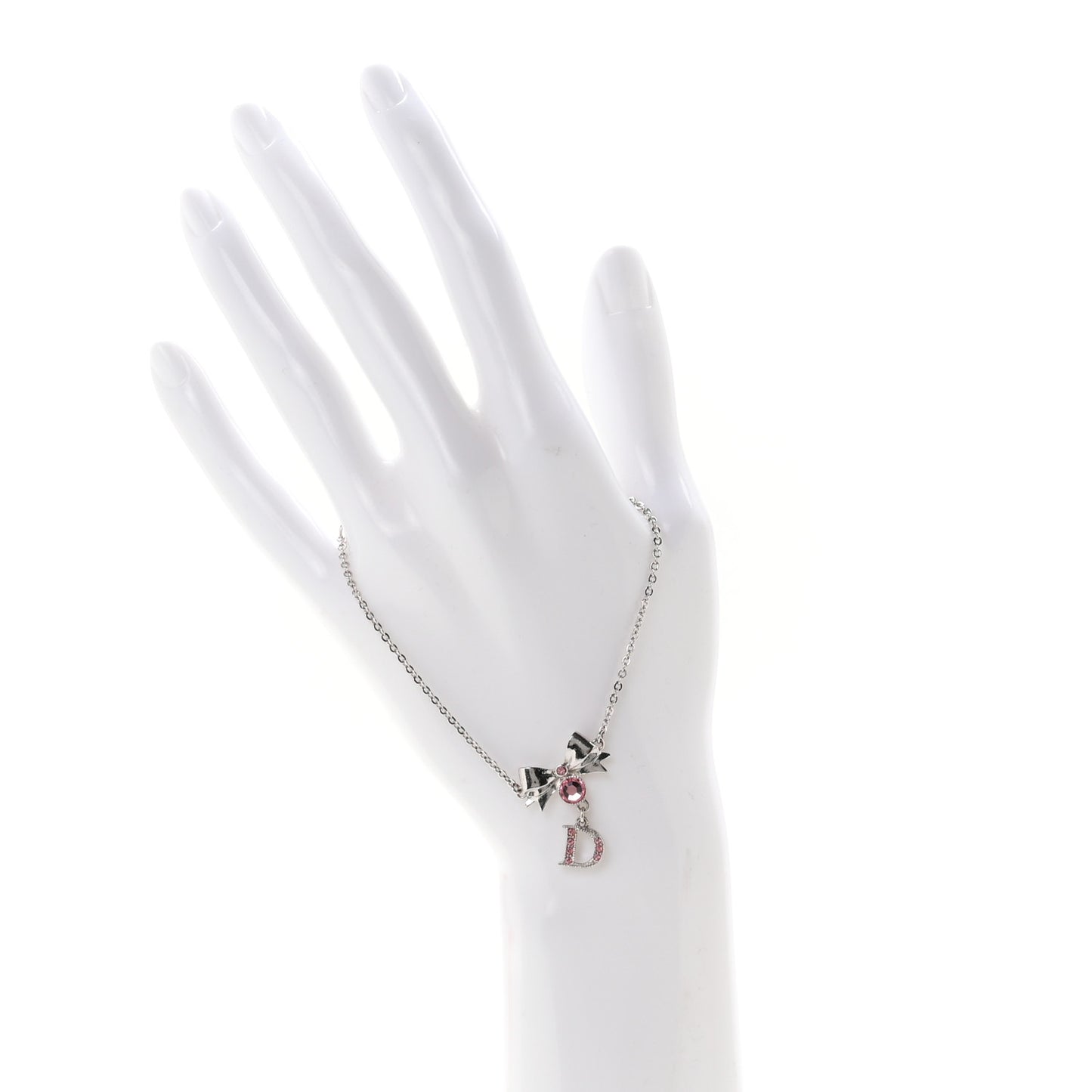 Crystal Bow D Bracelet Silver Pink