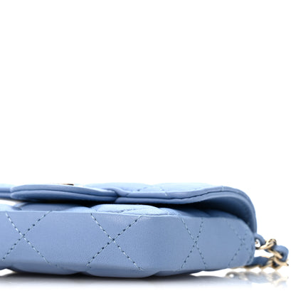 Chanel Lambskin Quilted Mini Chain Belt Bag Blue 9 of 10