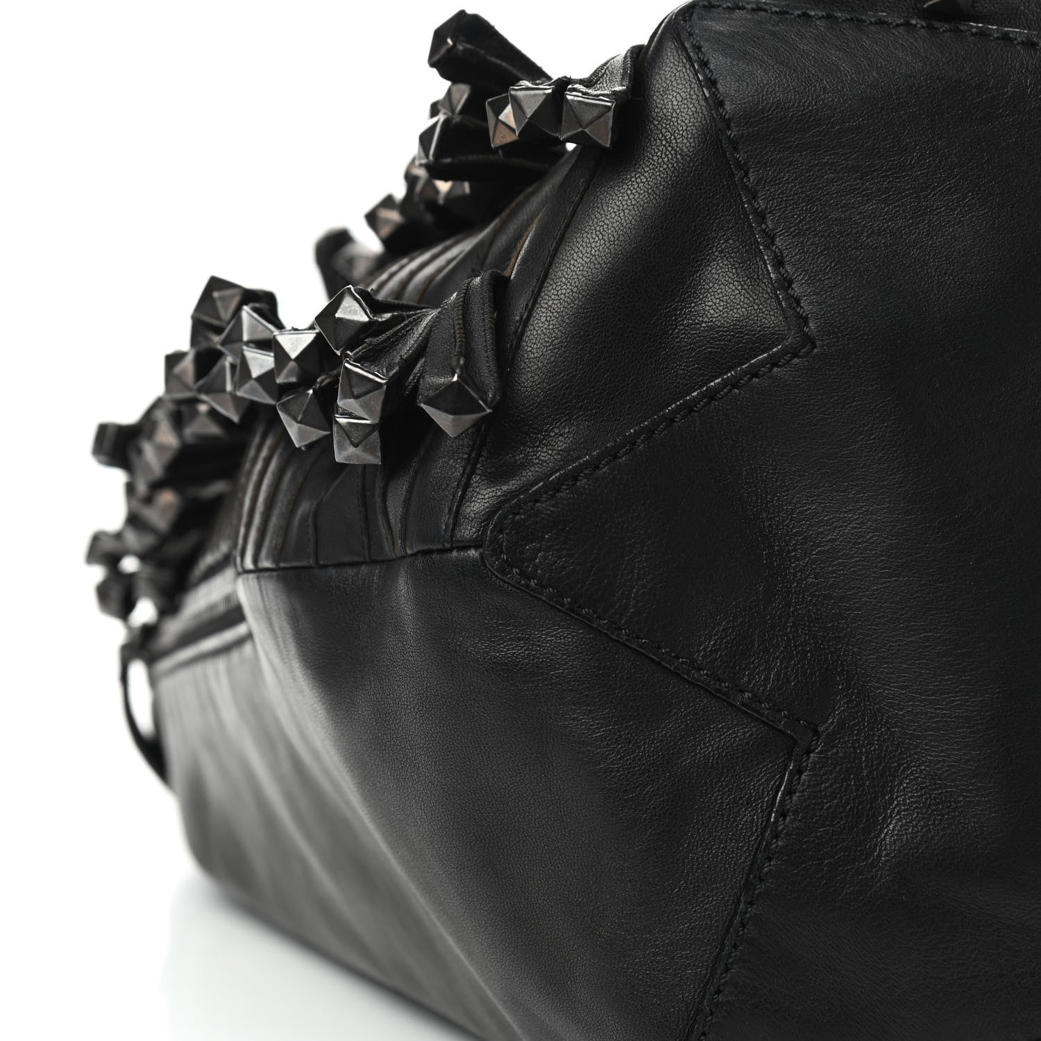 Valentino Garavani Lambskin Rockstud Fringe Bucket Black 5 of 7