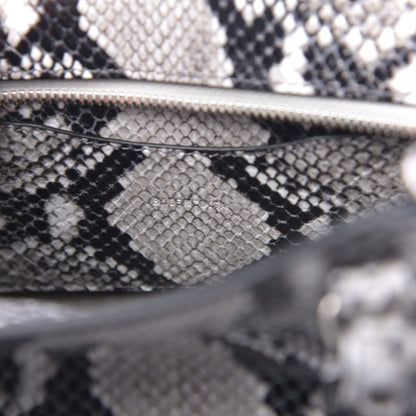 Balenciaga Grained Calfskin Snake Effect Neo Classic Silver Hardware Mini City Black White 6 of 10