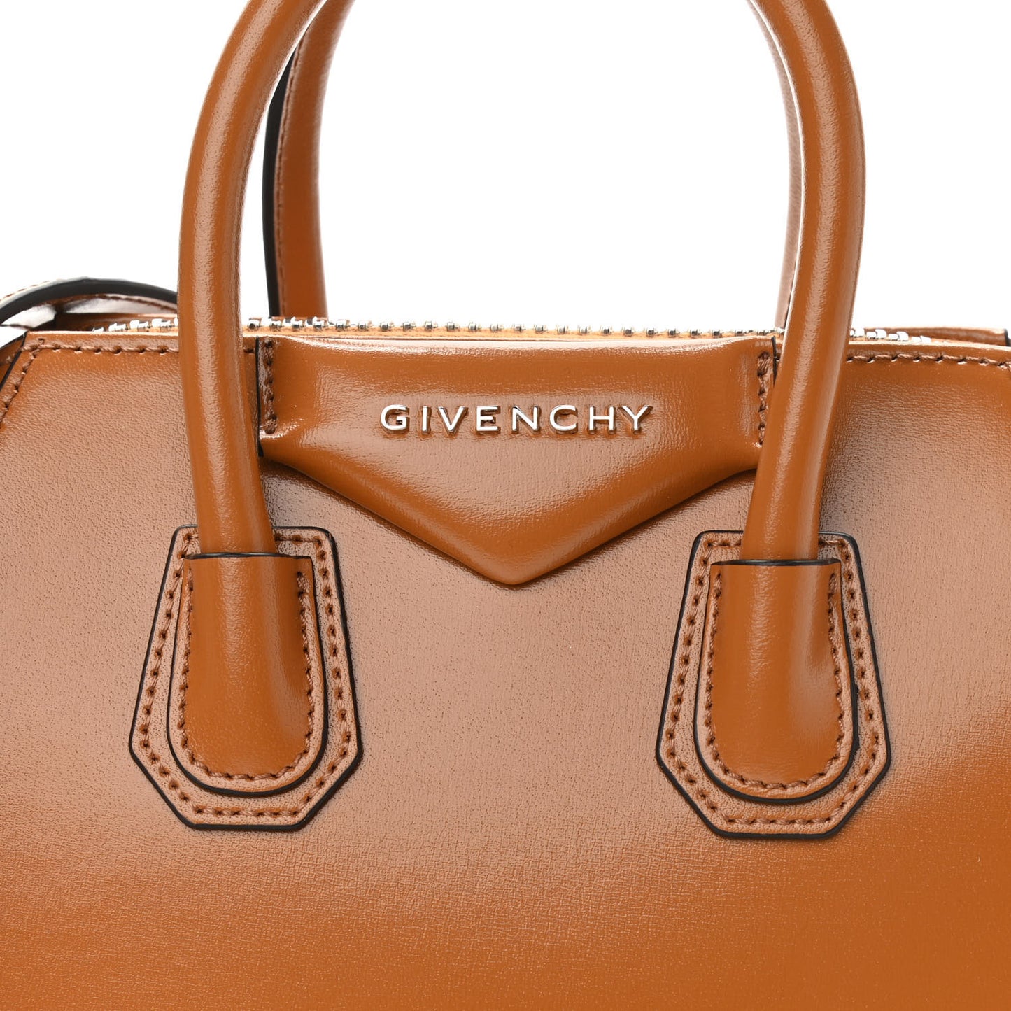 Shiny Lord Calfskin Mini Antigona Camel