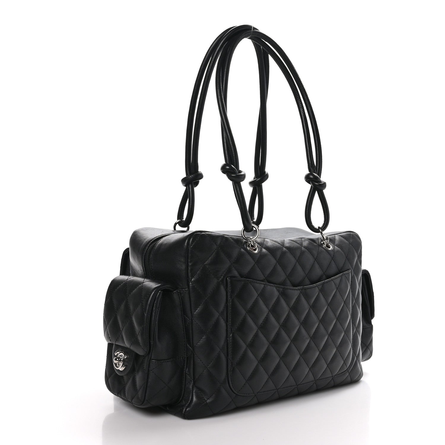 Chanel Calfskin Quilted Large Cambon Multipocket Reporter Black White 3 of 11