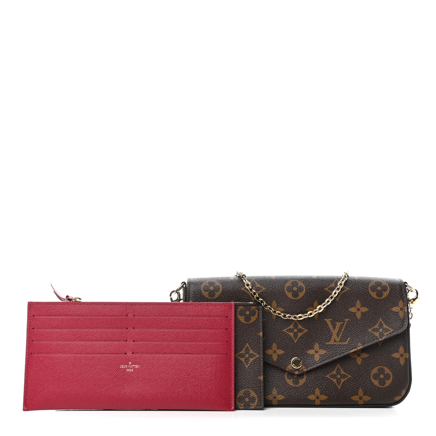Monogram Pochette Felicie Chain Wallet Fuchsia