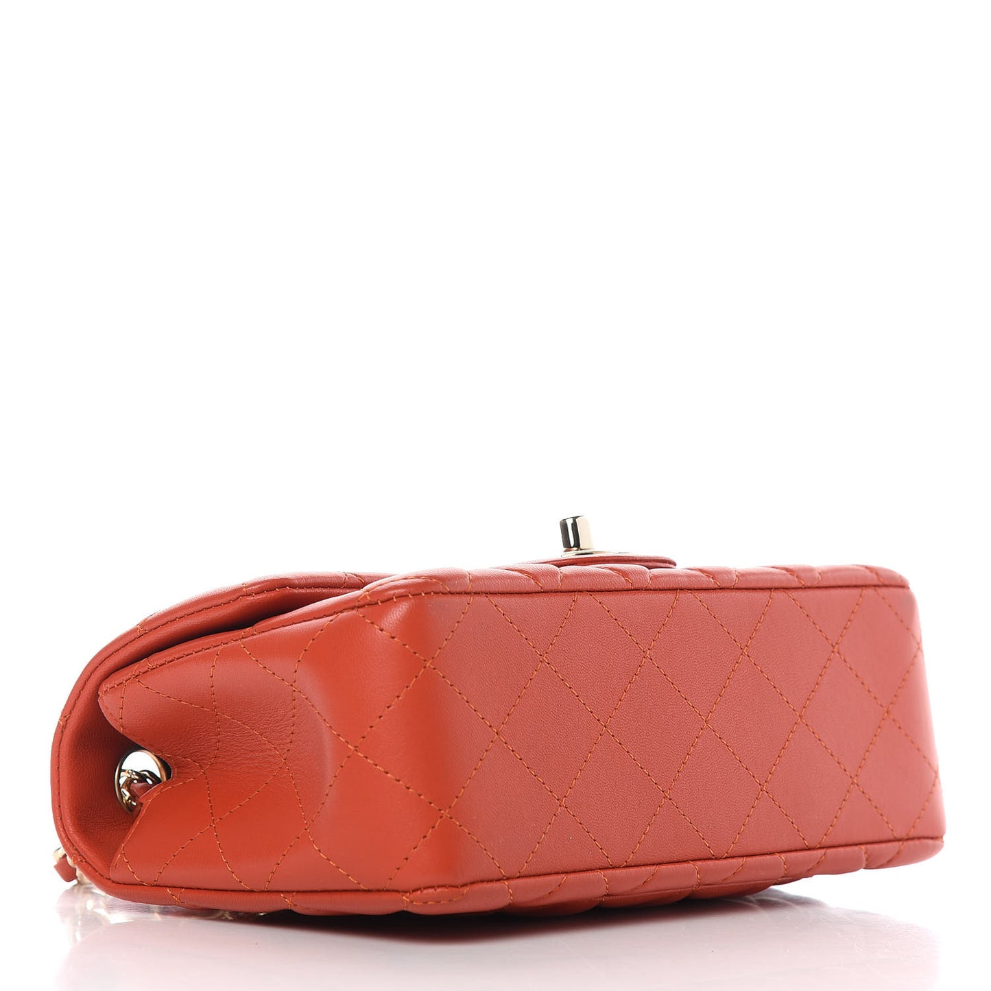 Lambskin Quilted Mini Rectangular Flap Orange
