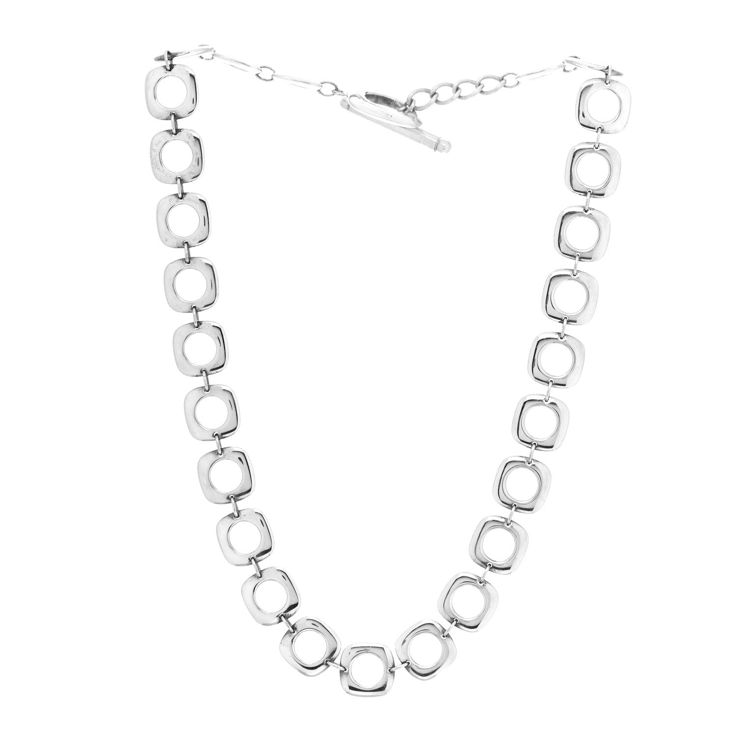 Tiffany Sterling Silver Cushion Square Link Choker Necklace 2 of 5