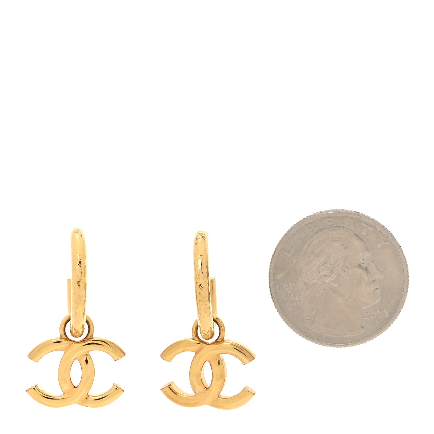 CC Hoop Drop Earrings Gold