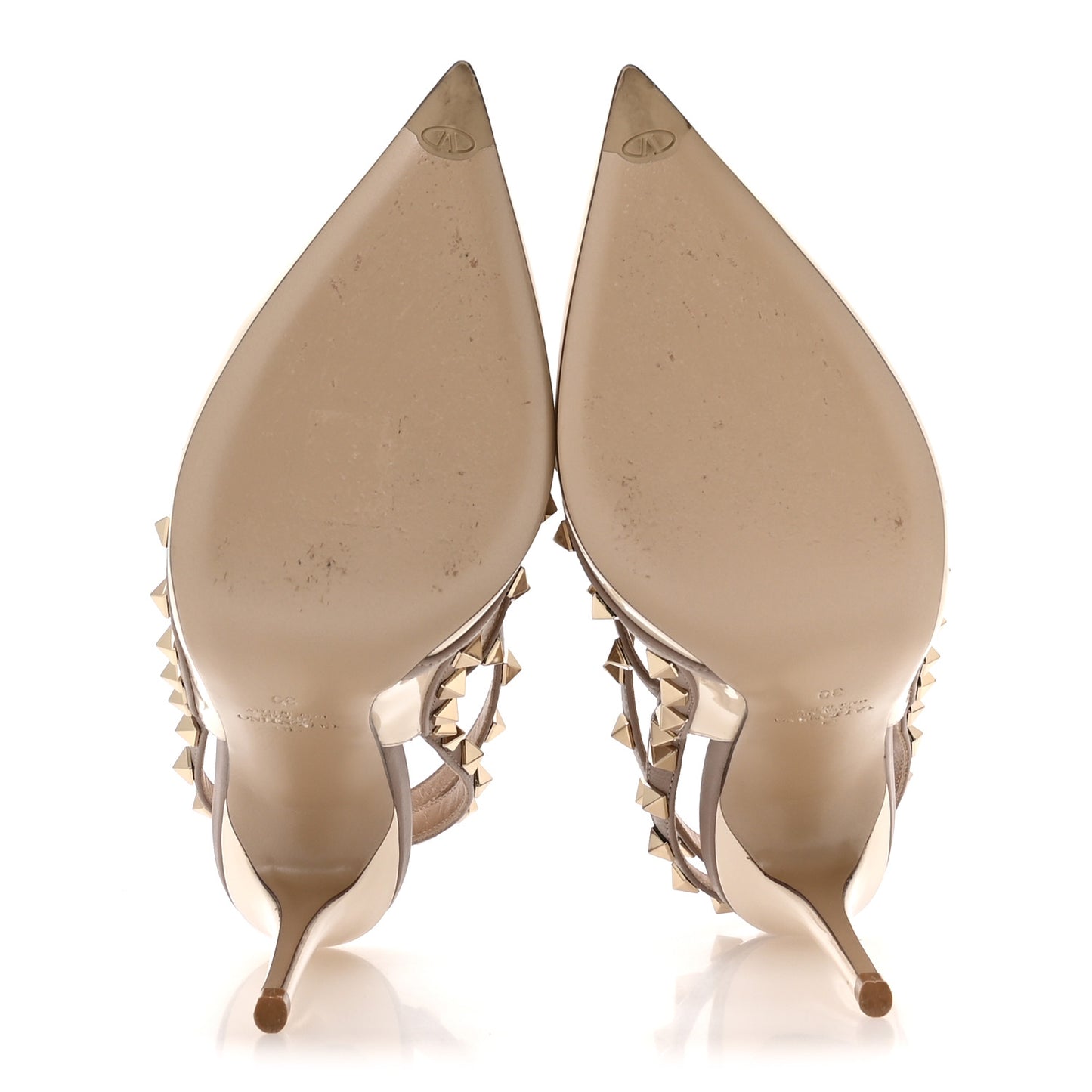 Patent Rockstud Ankle Strap 100mm Pumps 39 Light Ivory Poudre