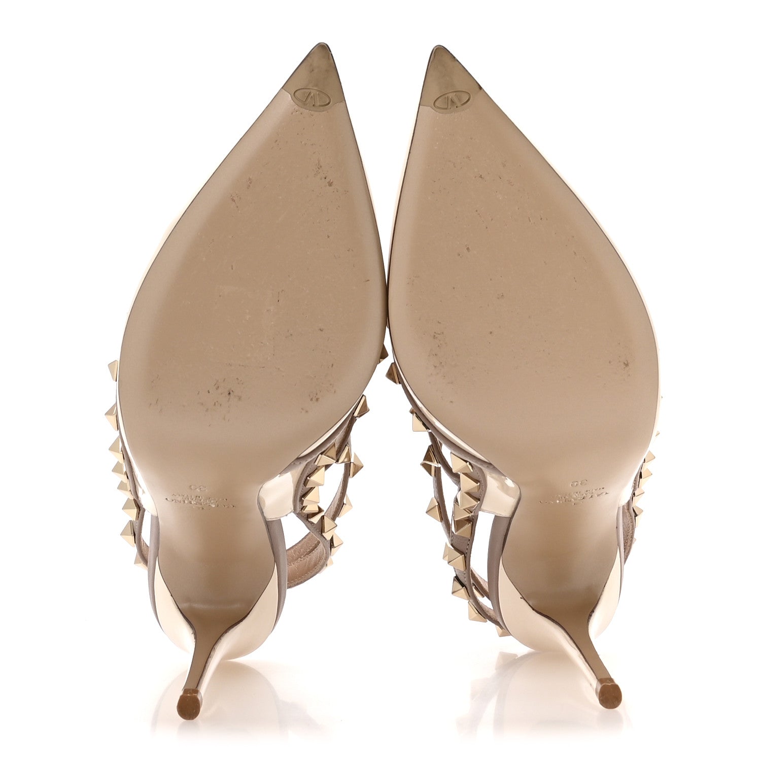 Valentino Garavani Patent Rockstud Ankle Strap 100mm Pumps 39 Light Ivory Poudre 6 of 8