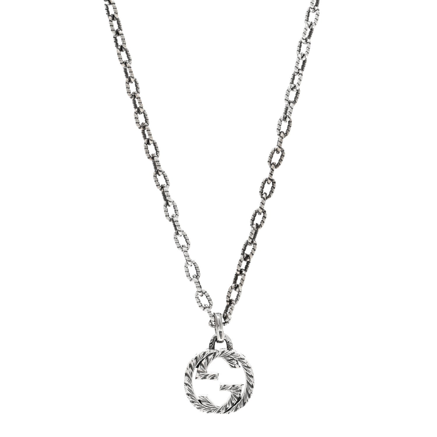 Gucci Sterling Silver Interlocking G Pendant Necklace 1 of 4