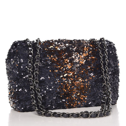 Chanel Sequin Medium Single Flap Bronze Black 3 of 7
