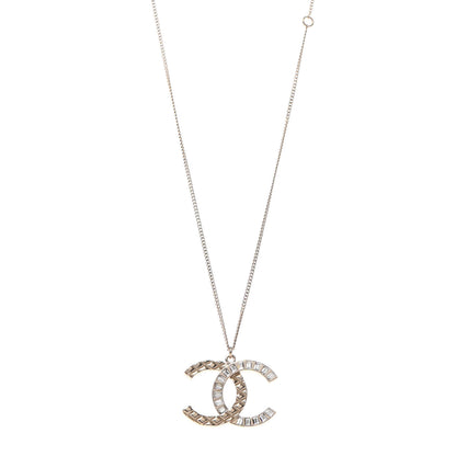 Chanel Baguette Crystal Quilted CC Pendant Necklace Gold 1 of 4