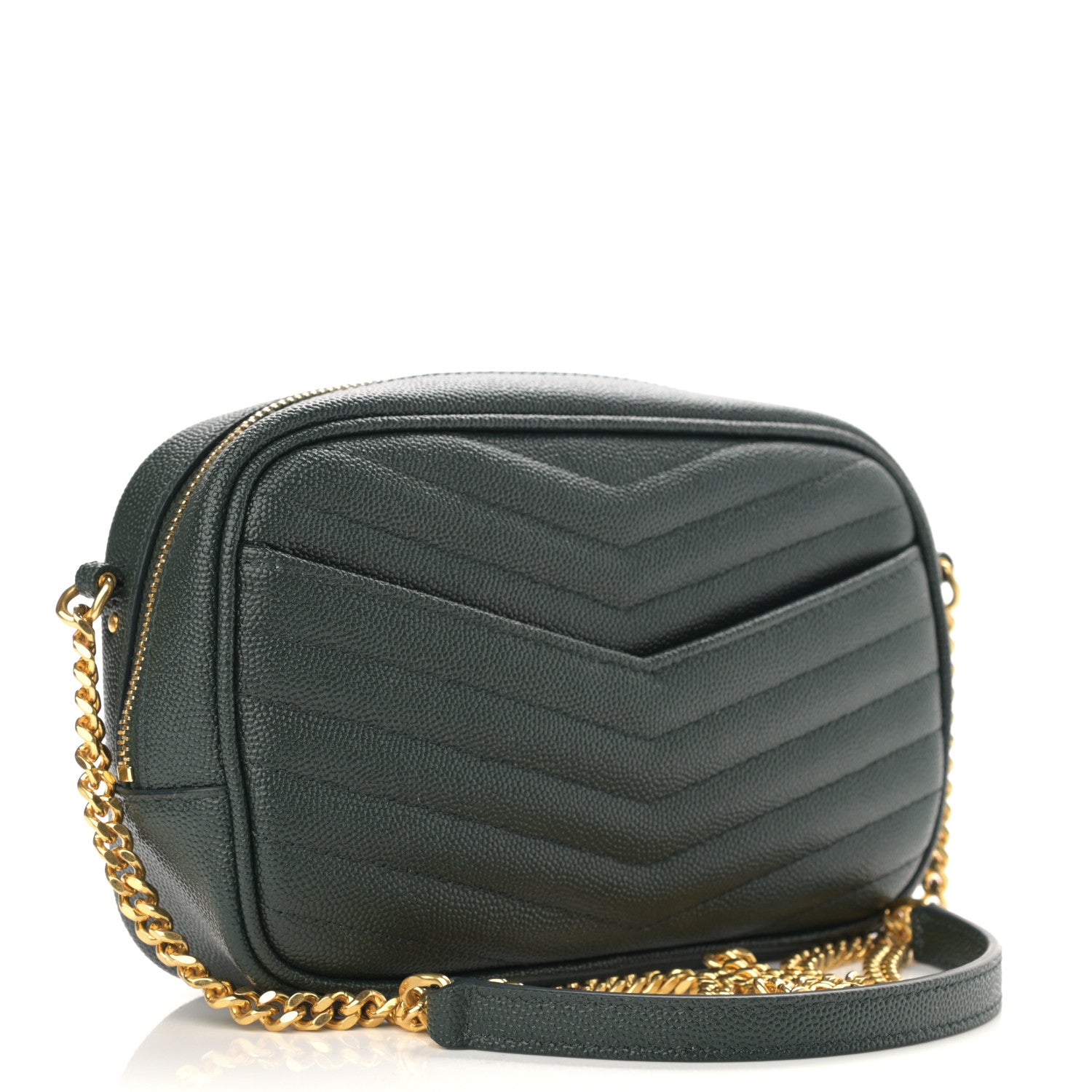 Saint Laurent Grain De Poudre Matelasse Monogram Mini Lou Camera Bag New Vert Fonce 3 of 10