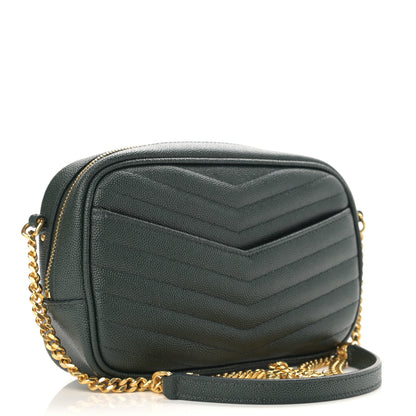 Saint Laurent Grain De Poudre Matelasse Monogram Mini Lou Camera Bag New Vert Fonce 3 of 10