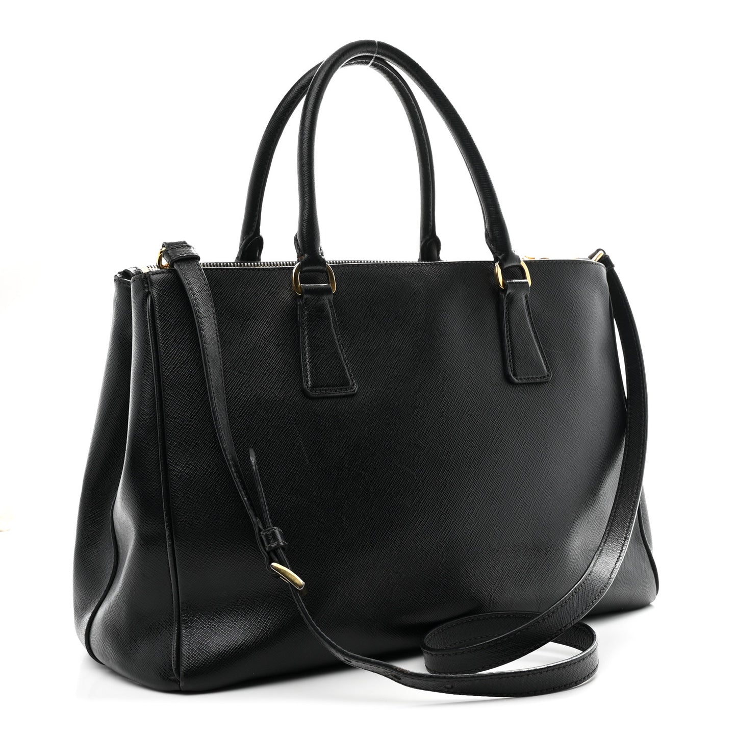 Saffiano Medium Galleria Double Zip Tote Black