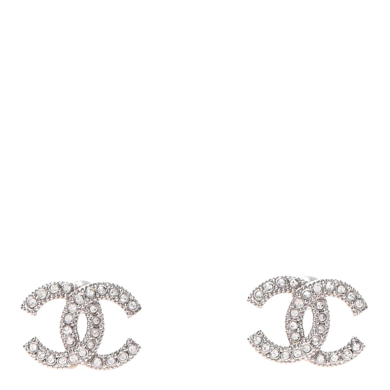 Chanel Crystal Mini Timeless CC Earrings Silver 1 of 4