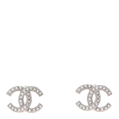 Chanel Crystal Mini Timeless CC Earrings Silver 1 of 4