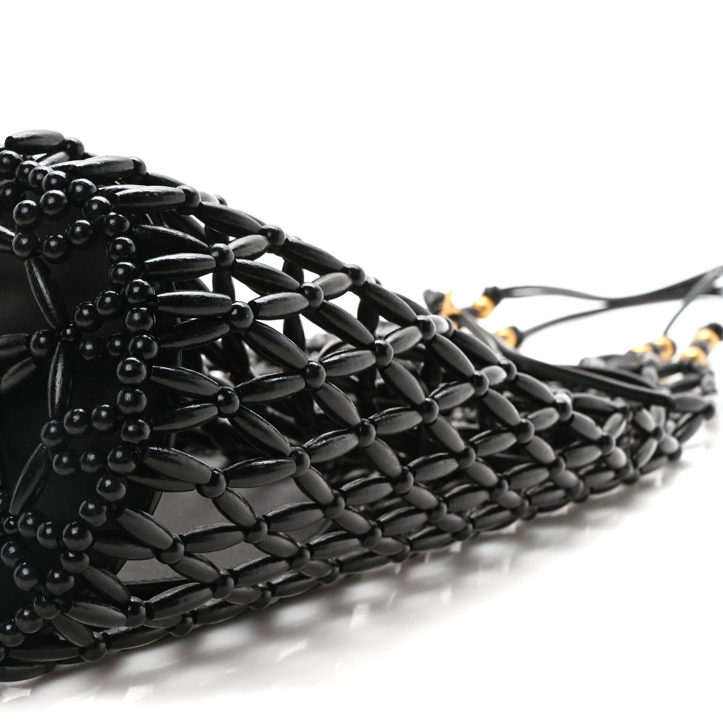 Wood Beaded Hobo Bag Black
