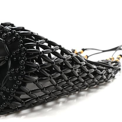 Saint Laurent Wood Beaded Hobo Bag Black 9 of 9