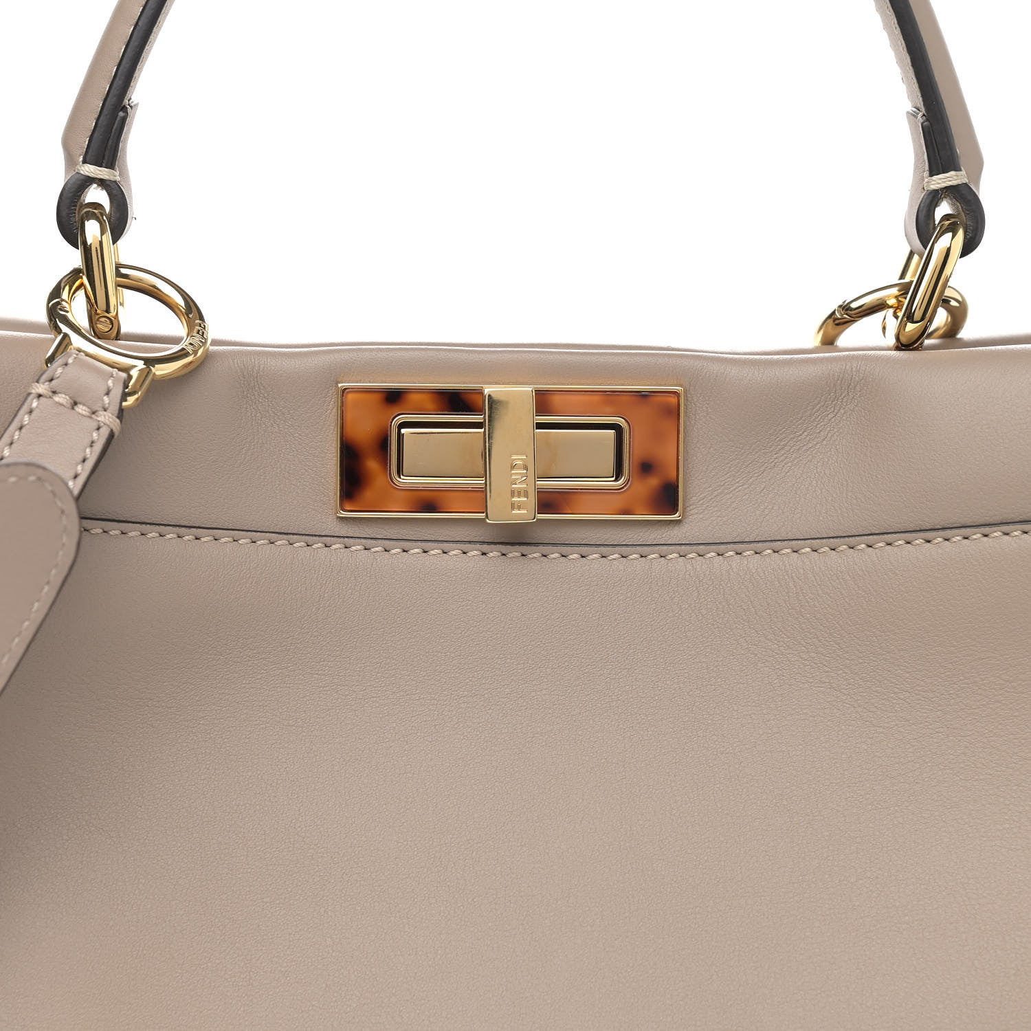 Fendi Vitello Seta Plexiglass Tortoise Medium Peekaboo Iconic Satchel Tortora 9 of 12