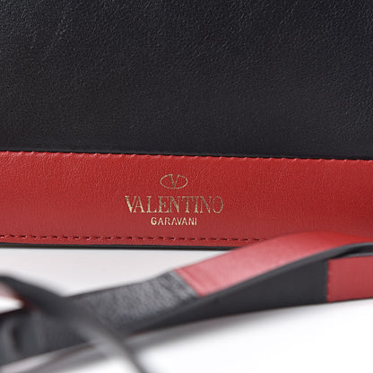 Valentino Garavani Calfskin Mini Rivet Colorblock Shoulder Bag Black Red 12 of 16