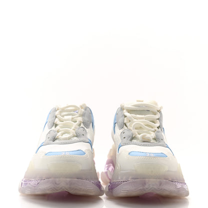 Balenciaga Fabric Mesh Clear Sole Womens Triple S Sneakers 38 Light Blue Grey Lilac White 2 of 10