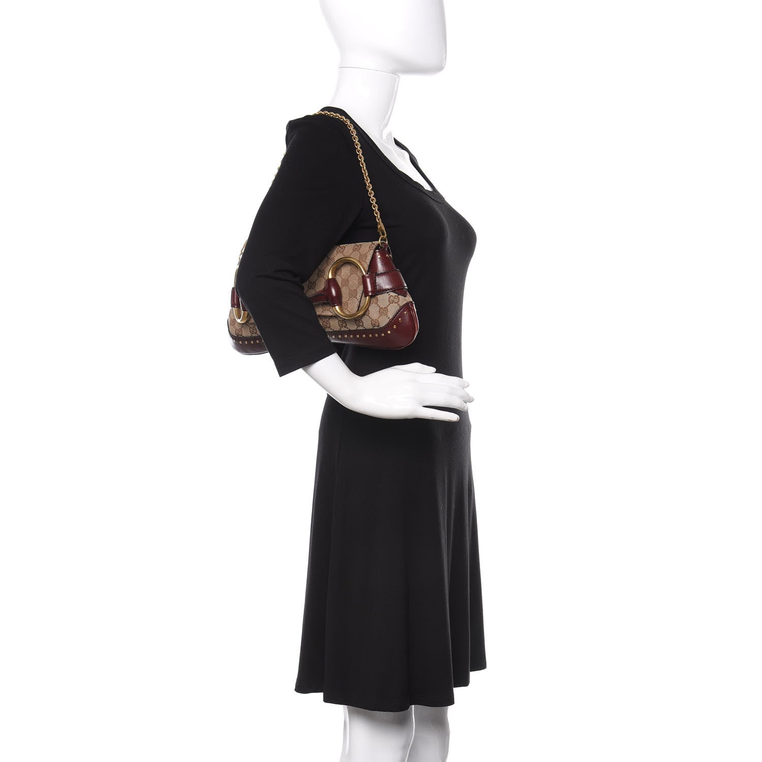 Gucci Monogram Studded Horsebit Clutch Bordeaux 2 of 14